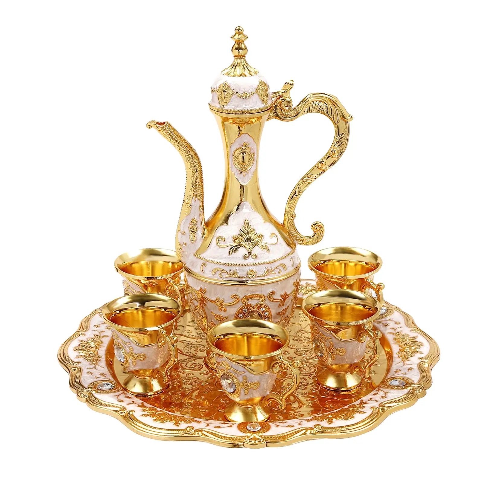 Vintage Turkish Tea Set with 6 Cups