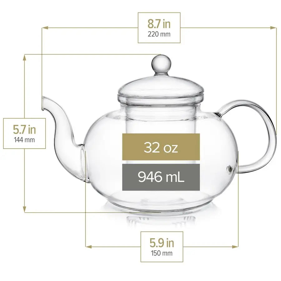 32oz Glass Teapot Set with 4 Cups