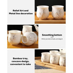 White Porcelain Tea Set with Tray