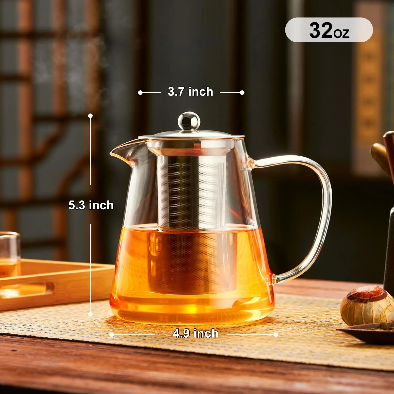 Glass Teapot with Stainless Infuser
