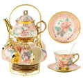 European Porcelain Tea Set with Holder