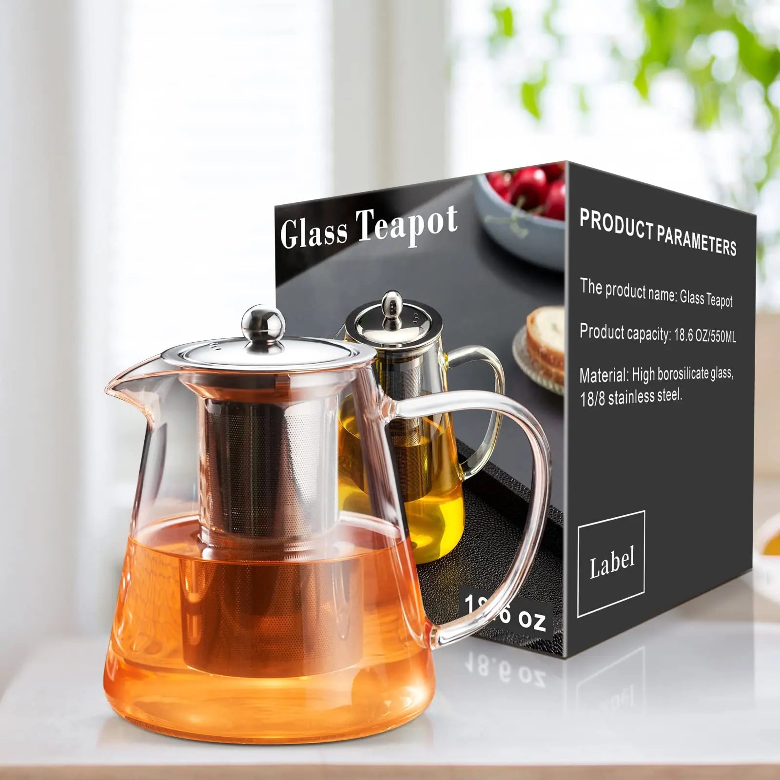 Glass Teapot with Stainless Infuser