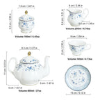 15-Piece Blue Rose Porcelain Tea Set