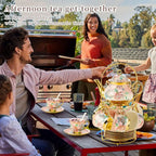 European Porcelain Tea Set with Holder